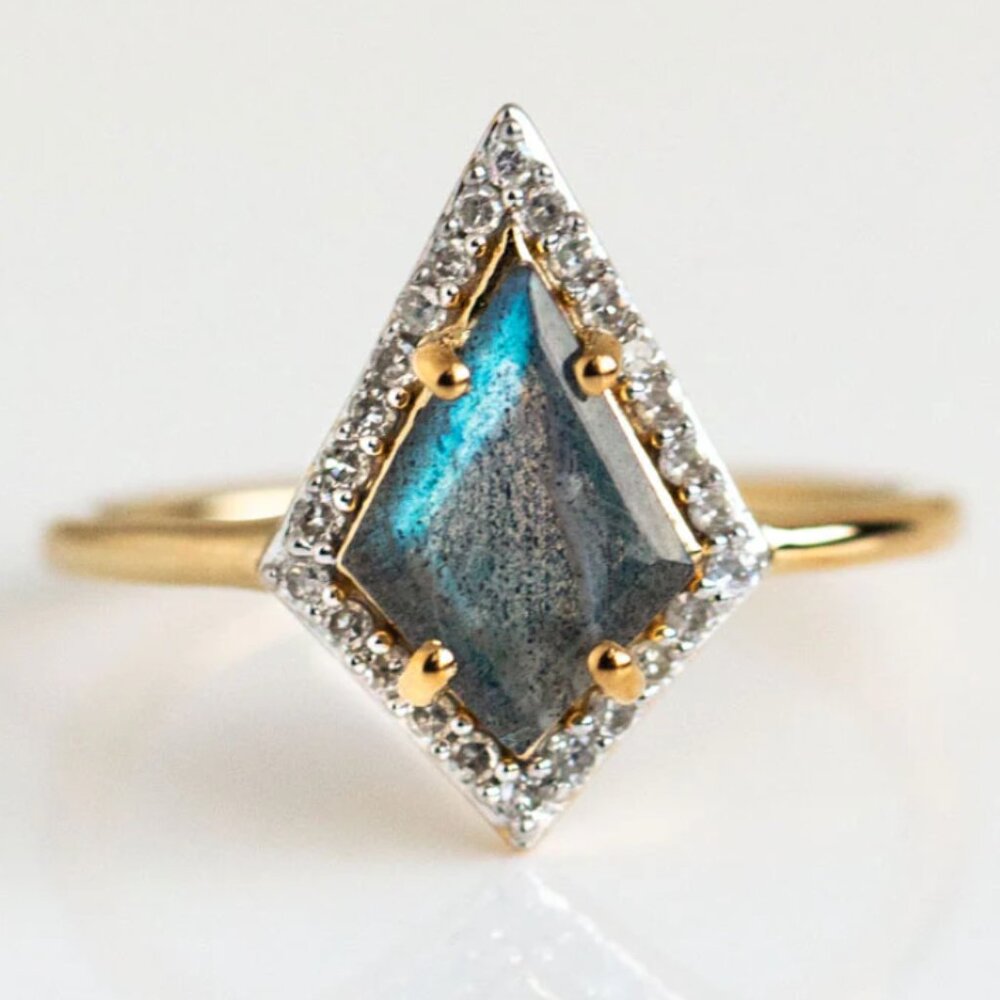 Carrie Elizabeth diamonds & labradorite kite ring